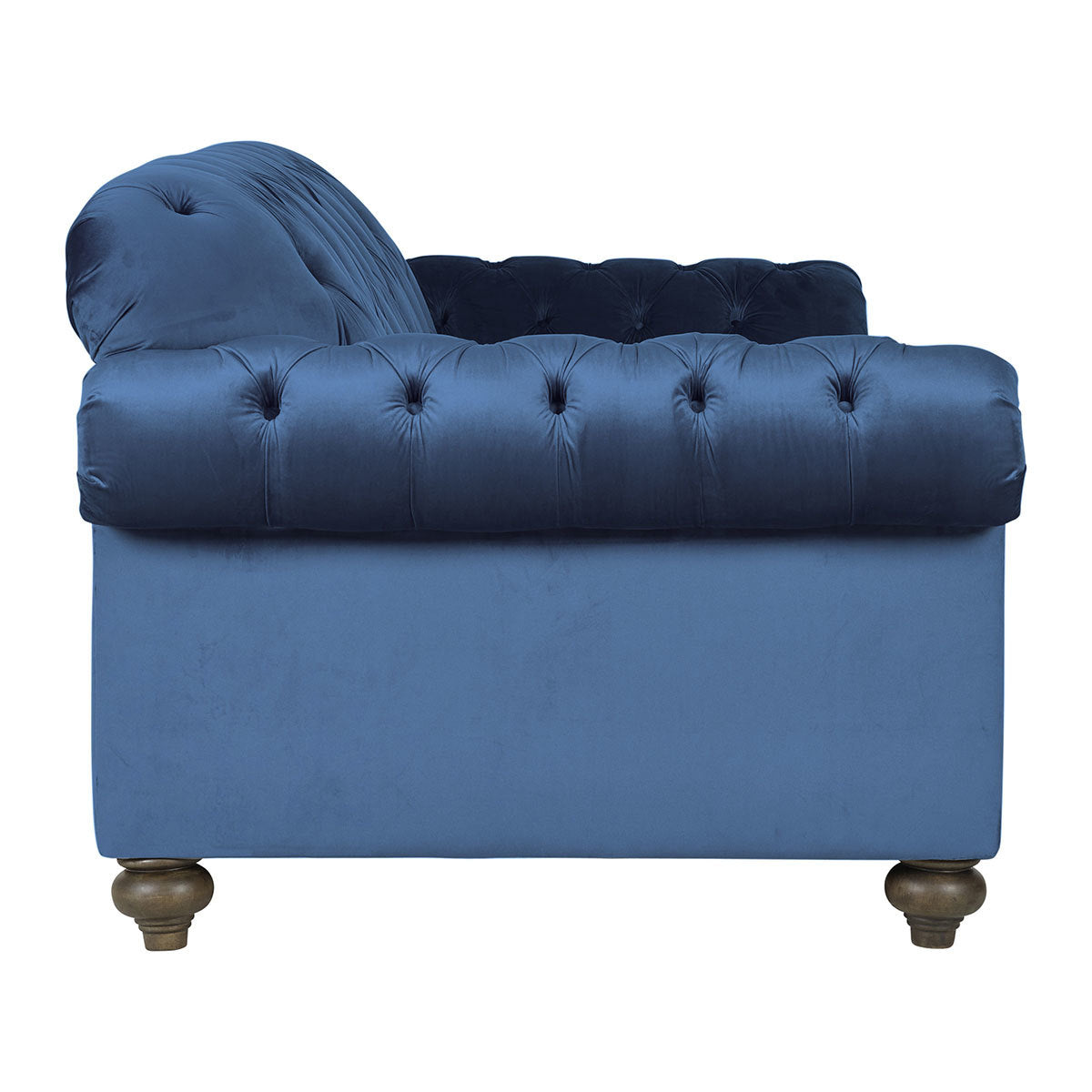Bordeaux Button Back Velvet Blue 3-Seater