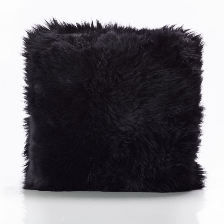 Bowron Double Sided Sheepskin Cushion, 35 x 35cm in black