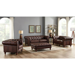 Allington 3-Seater Brown Leather Chesterfield Sofa