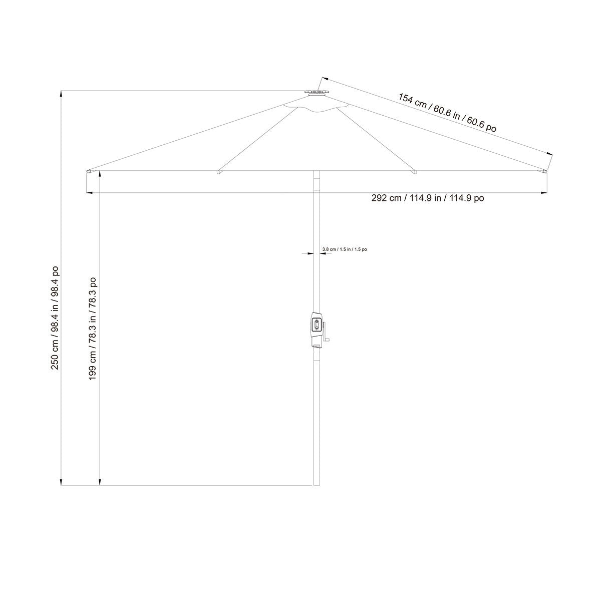 SunVilla 10ft (3m) LED Aluminium Umbrella