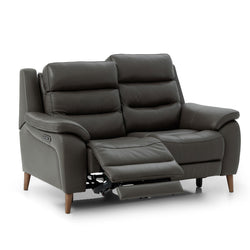 Ava Grey Leather Power Recliner 2-Seater Sofa